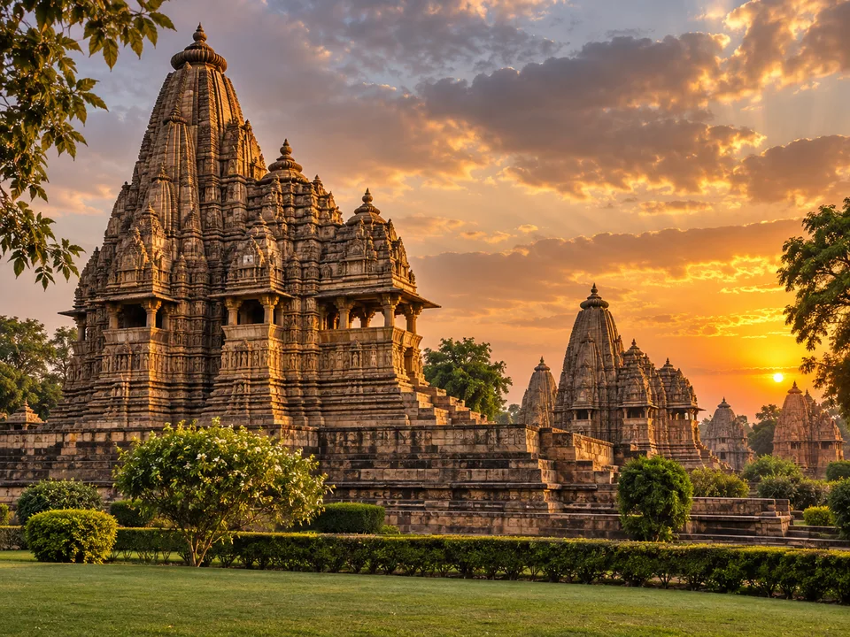 Representative scenic view of Khajuraho temples